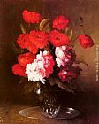 Pink Peonies and Poppies in a Glass Vase by Germain Theodure Clement Ribot